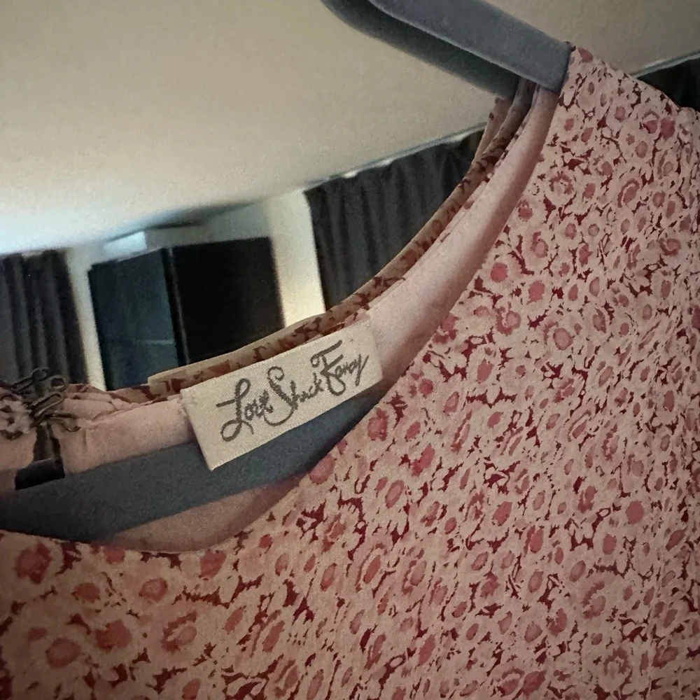 LoveShackFancy Pink Floral Nellie Top Silk Blouse Women’s Small - Picture 3 of 3